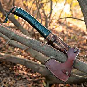 Haches vikings professionnelles de haute qualité, forgées à la main, manche en bois, acier à haute teneur en carbone, étui en cuir fin de qualité supérieure pour l'extérieur - Product Image 6