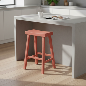 เก้าอี้บาร์ทรงสูง ไม้ยางพาราแท้ ทรงกลม ทันสมัย เรียบง่าย เฟอร์นิเจอร์บ้าน ทนทาน น้ำหนักเบา - Product Image 2