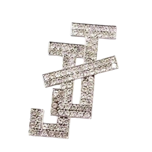 Silver Crystal <b>Letter</b> Logo Brooch Pin Sparkling Rhinestone Statement Lapel Badge Fashion Jewelry Accessory for Women Custom - Product Image 2