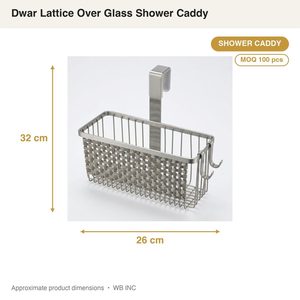 Handmade SS202 26 cm Brushed Steel <b>Shower</b> Caddy No Drilling Dwar Lattice Glass <b>Rack</b> for Home Decor Hotels and Weddings - Product Image 4