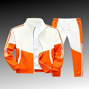 Premium Men Sporty Tracksuit Set Stand Collar Color Blocking <b>Joggers</b> Custom Logo Breathable Polyester Autumn Wear Standard Size - Product Image 6