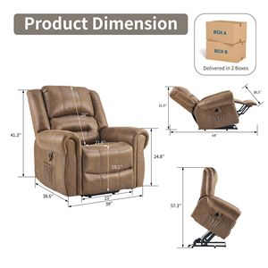 Poltrona Elettrica Reclinabile con 8 Punti di Massaggio e Riscaldamento, Tessuto Tecnico, Motore Singolo, per Anziani - Product Image 2