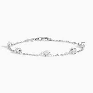 Bracelet minimaliste en or rose 14 carats plaqué rhodium, certifié IGI, 0,45 ct, pierres brillantes cultivées en laboratoire, serti de cinq pierres, bijoux fins - Product Image 3
