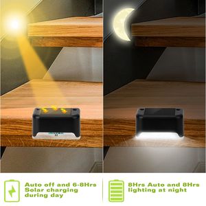Luces LED Solares para Escalones, Resistentes al Agua, con Sensor de Amanecer y Anochecer, Lámparas para Cercas, Escaleras, Patios y Jardines, 4 Piezas - Product Image 2