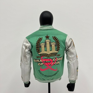 Chaqueta Letterman con Capucha Transpirable para Hombre, Negra y Marfil, con Parches Tejidos, para Clubes y Equipos, con Bordado Gráfico, de Cachemira, Venta al por Mayor - Product Image 4