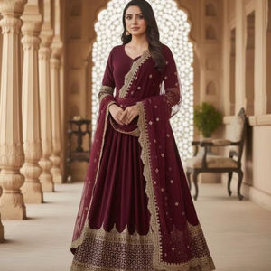 ชุดคุร์ตา/คุรตีผ้าจอร์เจตต์แห้งเร็วสไตล์โมเดิร์นสำหรับผู้หญิง ยี่ห้อ Ramdev Trading เหมาะสำหรับงานแต่งงาน/งานปาร์ตี้/งานดิวาลี ทุกฤดูกาล - Product Image 1