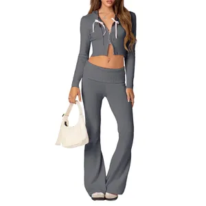 Conjunto Deportivo de 2 Piezas para Mujer, Estilo Urbano, Invierno, Forro Polar Grueso, Diseño con Capucha, Largo hasta la Rodilla - Product Image 4
