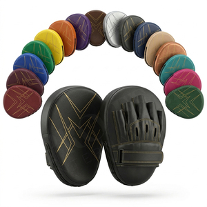 Professional Plain Blank Leather Focus Pads for Boxing MMA Kickboxing Training Durable Hand Target Mitts <b>Adjustable</b> <b>Strap</b> Pads - Product Image 1
