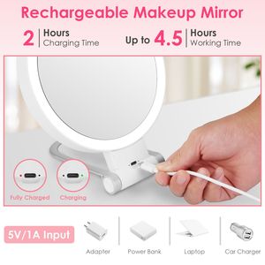 Specchio da Trucco LED Ricaricabile da Viaggio, Bifacciale 20X/1X con Luminosità Regolabile, 3 Colori - Specchio Ingranditore con Luce - Product Image 5