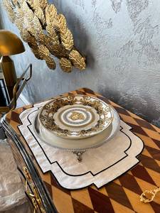 Brass Serving <b>Stand</b>, Handmade <b>Cake</b> Holder Silver Placemat Footed - Product Image 5