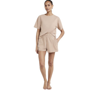 Conjunto Deportivo de Verano de 2 Piezas para Mujer, de Secado Rápido, Cintura Elástica, Camiseta Ligera, para Uso en la Calle - Product Image 2