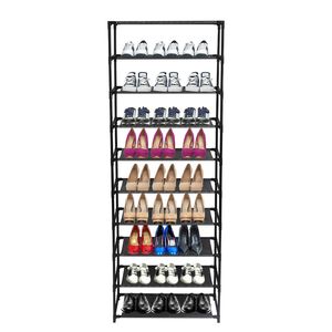 Scarpiera a 10 livelli impilabile con struttura in acciaio inossidabile, scaffali salvaspazio, mobiletto scarpiera stile rustico per 50 paia di scarpe - Product Image 2