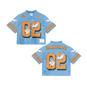 เสื้อฟุตบอลอเมริกันคุณภาพพรีเมียม ขายส่ง ระบายอากาศได้ดี ไซส์ใหญ่ ลายทางที่แขนเสื้อ ปักหรือพิมพ์ลายแบบซับลิเมชั่น - Product Image 5