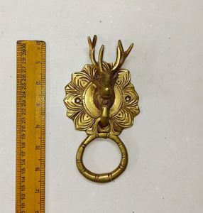Timbre de Puerta con Cabeza de Ciervo de Latón Antiguo, Diseño Animal Vintage, Timbre de Puerta Montado en la Pared, Decoración Rústica para Entrada del Hogar - Product Image 3