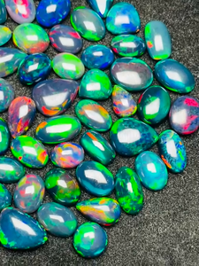 Opale d'Éthiopie naturelle, pierre précieuse en vrac, cabochon ovale, jeu de couleurs, cirée et huilée, certifiée IGI, traitée thermiquement pour la fabrication de bijoux - Product Image 6