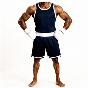Ensemble de boxe en polyester pour l'entraînement avec gants, short et haut respirants toutes saisons - Product Image 1