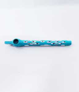 Pipe à fumer en céramique orange avec motif floral blanc, pipe Medwakh portable en métal Curio Craft pour Dokha. - Product Image 4