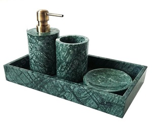 Stone Era Indian Green Marble Luxury Eco-Friendly <b>Bathroom</b> <b>Set</b> Modern Minimalist <b>Accessories</b> Perfect for Home Resort <b>Bathrooms</b> - Product Image 2