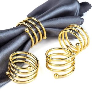 Lot de 4 anneaux de serviette ronds en métal doré faits à la main, décoratifs pour table de mariage, support de serviette ou anneau de rideau - Product Image 1