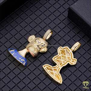 จี้การ์ตูนแบบ Iced Out เงินแท้ 925 ประดับเพชร VVS มอยส์ซาไนต์ เครื่องประดับฮิปฮอป - Product Image 2