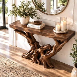 โต๊ะคอนโซลไม้จริงจากโรงงาน โต๊ะคอนโซลสไตล์เรสติก โต๊ะคอนโซลแบบสั่งทำ โต๊ะคอนโซลสไตล์ฟาร์มเฮาส์ โต๊ะทางเข้าบ้าน โต๊ะตกแต่งบ้านทรงแคบ - Product Image 1