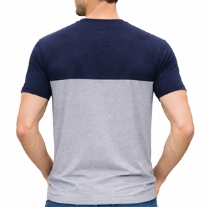 Camiseta de algodón de dos tonos personalizada para hombre, de manga corta, cuello redondo, informal, para uso diario en verano. - Product Image 5