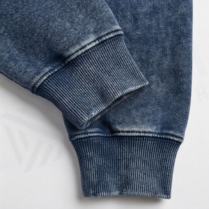 Customizable Oversized Acid Washed Cotton Tracksuits Men <b>Distressed</b> Embroidered Sweatpants Hoodie Set Winter Activewear - Product Image 6