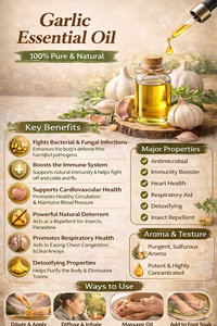 Garlic Essential <b>Oil</b> Pure Natural Strong Aroma <b>Oil</b> Hair & Skin Care Massage <b>Diffuser</b> Wellness Use Dark Circles All Skin Types - Product Image 3