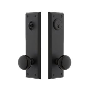 มือจับประตูเหล็กสีดำแบบคู่ สำหรับบ้าน ปรับแต่งได้ พร้อมบาร์กั้นความเป็นส่วนตัว อุปกรณ์ฮาร์ดแวร์ประตู - Product Image 1