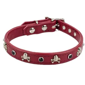 Premium Quality Handmade Genuine Leather Dog Collar With Crystals Studs & New Fancy Conchos Decoration Manufacturer & Supplier