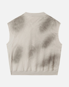 Lightweight Women's Cream Crew Neck Sleeveless <b>Tank</b> <b>Top</b> With <b>Black</b> Ornate Print Front Logo Casual Style Knitted Cotton Low Cost - Product Image 2