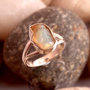 Anillo de ópalo etíope de Plata de Ley 925, joyería hecha a mano, con piedras preciosas, unisex - Product Image 2