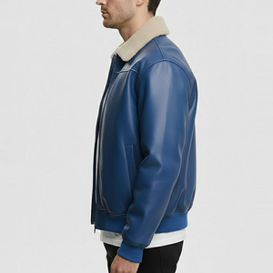 Veste bomber en cuir véritable pour homme, noire, à capuche, en cuir d'agneau véritable ciré marron, veste d'hiver pour homme avec capuche amovible - Product Image 3