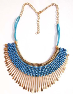 Collar de cuentas de hilo de Metal chapado en oro de joyería de moda de calidad superior para mujer Uso de fiesta disponible a precio asequible - Product Image 2