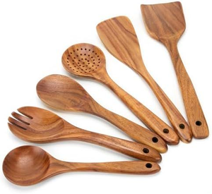 Espátula y Cuchara para Ensalada Ecológicas de Madera de Acacia y Mango con Acabado Espejo - Product Image 1