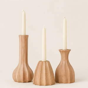 Wholesale Minimalist Wooden Candle Holder Set Of 3 Natural Mango Wood Taper Candle Stand For Modern Farmhouse Home Decor - Product Image 5
