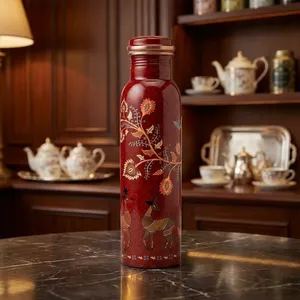 Botella de Agua Metálica con Diseño de Conchas Rosadas Estilo Bohemio, con Tapa, Portátil, para Bebidas al Aire Libre, para Viajes, CORAASCO INTERNATIONAL - Product Image 6