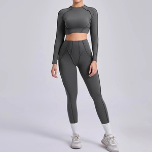 Ensemble de vêtements de sport pour femme, taille plus, respirant, sans couture, 2 pièces, avec logo personnalisé, pour la gym, le fitness, le yoga - Product Image 6