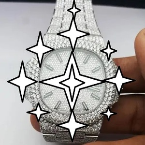 RUDRA JEWELS WATCHES นาฬิกาสแตนเลสสตีลสุดหรู โมอิสซาไนต์ กลไกจักรกล สปอร์ต สง่างาม วินเทจ คริสตัลทรงสี่เหลี่ยม - Product Image 4