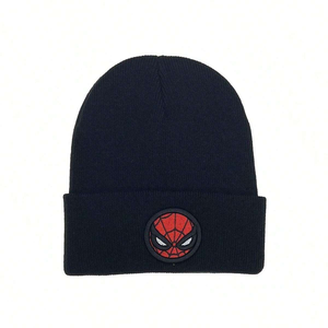 Spider-Man Embroidered Beanie Hat Unisex Adult Black Knit <b>Winter</b> <b>Cap</b> Character Design Casual Wear Beanie Hats For Men And Women - Product Image 1
