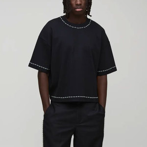 Novedades en Ropa Urbana para Hombre, Camiseta con Pedrería, Diseño Personalizado, Estilo Urbano de Alto Rendimiento, 100% Algodón - Product Image 4