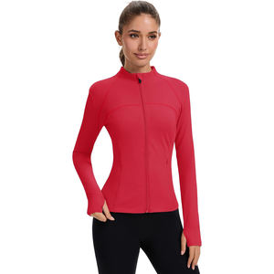 Yoga Jacket with Thumbholes <b>Women's</b> Long Sleeve Fitted Zip Up Cuffed Sleeves Workout Running Gym Outerwear - Product Image 4