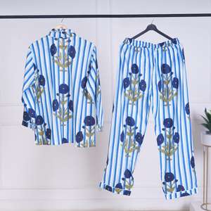 Kimono de Playa para Mujer, Estampado Floral a Mano, Tejido 100% Algodón, 120g, Cuello Redondo, Secado Rápido, Manga Larga, Estilo Indio - Product Image 4