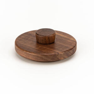 Couvercle rond en bois avec bouton, couvercle en bois moderne réutilisable pour bocaux et contenants - Product Image 1