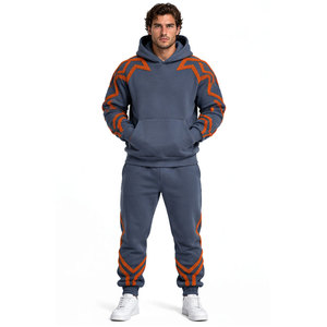 Conjunto Deportivo para Hombre con Patrón Geométrico, Sudadera con Capucha y Pantalones, Ropa Casual, Estilo Invernal, Hecho de Algodón - Product Image 1