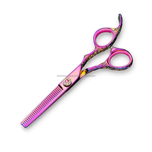 Ciseaux à effiler les cheveux en titane, ciseaux de barbier en acier inoxydable avec repose-doigts fixe pour salon, vente en gros OEM ODM - Product Image 5