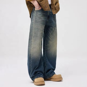 Top Trending 2026 Men's High Waist Straight Leg Stonewashed Denim Jeans Loose Fit Casual Cotton Autumn Wear - Product Image 3