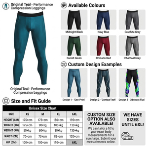 Leggings de compression haute élasticité pour hommes et femmes avec poches latérales, logo personnalisé, séchage rapide, pour fitness, gym, sport, course à pied et yoga - Product Image 2