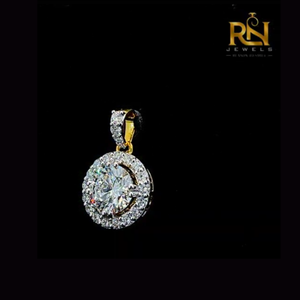 Colgante Imperial Halo Solitaire con Diamante Cultivado en Laboratorio, Cadena Redonda de Oro Sólido de 9K, 14K, 18K, Joyería Fina - Product Image 3