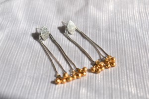 Silver Plated Kashmiri Style Long Stud <b>Earrings</b> With Golden Ghungroo Brass Studs For Women Wedding Wear Gift - Product Image 4